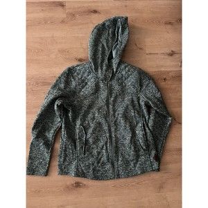 Eddie Bauer Sweater Women XL Fleece Green Zip Up Hike Outdoors Coat Hooded